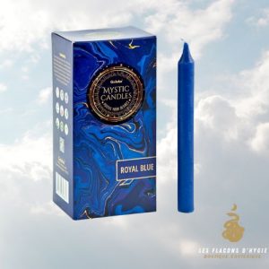 20 mini bougies chandelles teintées - coloris bleu royal goloka - 13 cm