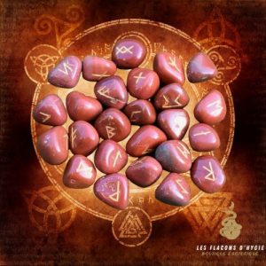 24 runes gravées jaspe rouge