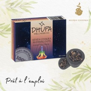 Boîte dhupa d'encens naturel seven chakra avec 6 tasses