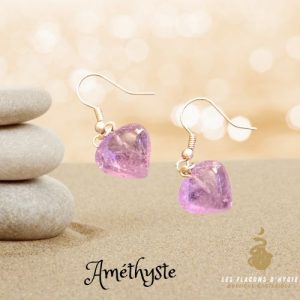 Boucles d'oreilles coeur améthyste