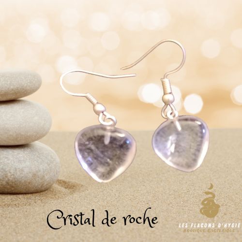 Boucles d'oreilles coeur cristal de roche