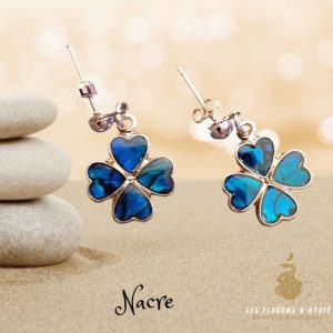 Boucle oreilles trefle nacre