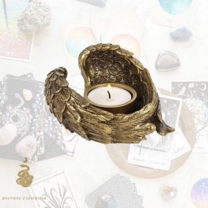 Bougeoir en forme d'aile d'ange en or antique
