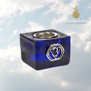 Bougeoir en verre bleu 6eme chakra
