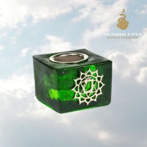 Bougeoir en verre vert 4eme chakra