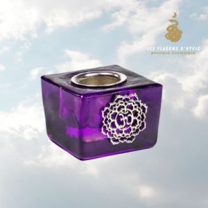 Bougeoir en verre violet 7eme chakra