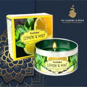 Bougie à la cire de soja dans boîte en etain goloka - citron - menthe