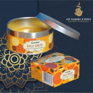 Bougie à la cire de soja dans boîte en etain goloka - palo santo