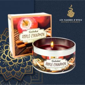 Bougie à la cire de soja dans boîte en etain goloka – pomme – cannelle