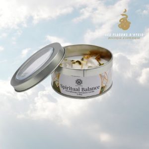 Bougie spiritual balance dans boîte en etain green tree – cristal de roche