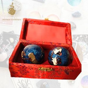 Boules qi-jong bleu oiseaux 5cm