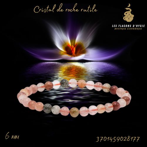Bracelet b 06mm cristal de roche rutile a