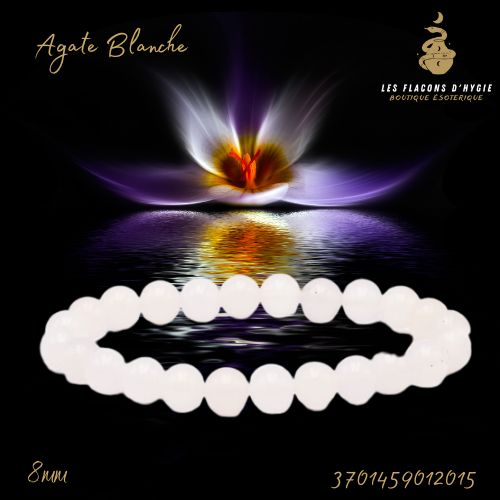 Bracelet b 08mm agate blanche a