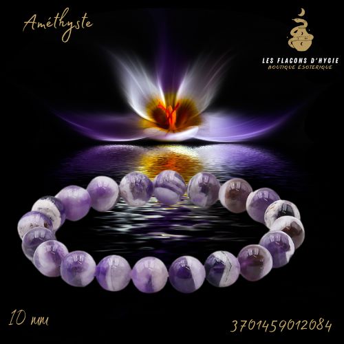 Bracelet b 10mm amethyste rubanee a