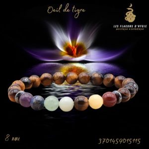 Bracelet b 08mm oeil de tigre 7 chakras a