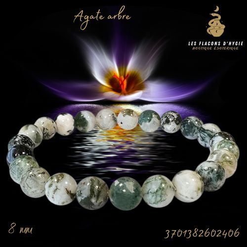 Bracelet b 08mm agate arbre a