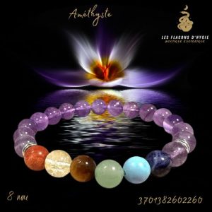 Bracelet b 08mm améthyste 7 chakras