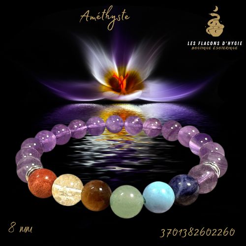 Bracelet b 08mm améthyste 7 chakras