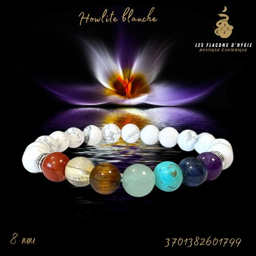 Bracelet b 08mm howlite 7 chakras a