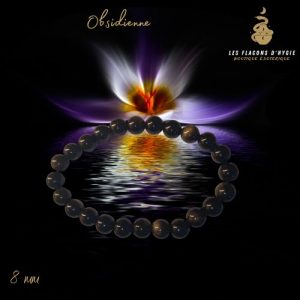 Bracelet b 08mm obsidienne dorée aa