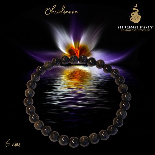 Bracelet b 06mm obsidienne oeil céleste aa