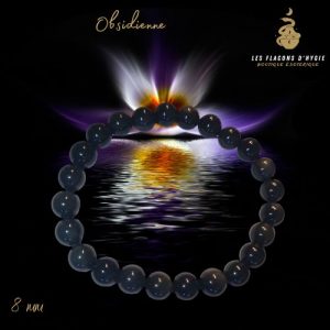Bracelet b 08mm obsidienne oeil céleste aa