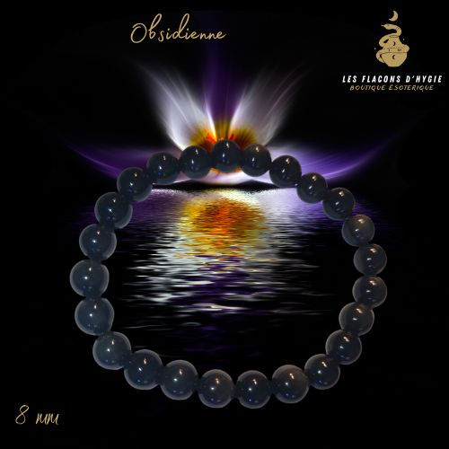 Bracelet b 08mm obsidienne oeil céleste aa