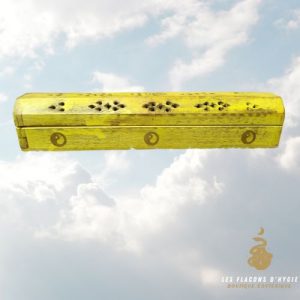 Porte encens bois coffre jaune yin yang