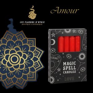 Coffret 12 mini bougies chandelles rouges "amour"