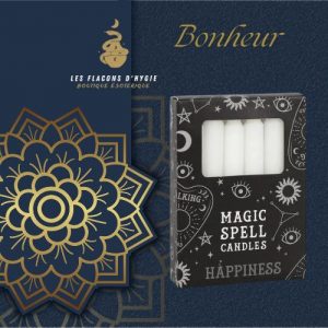 Coffret 12 mini bougies chandelles blanc "bonheur"