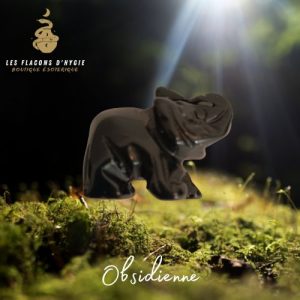 Elephant obsidienne noire 40mm