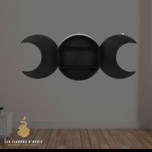 Etagère bois noir triple lune
