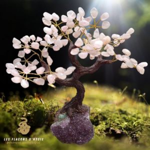 Grand arbre de vie quartz rose support améthyste