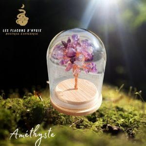 Mini arbre de vie améthyste sous cloche
