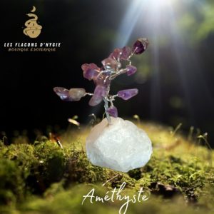 Mini arbre de vie améthyste support quartz