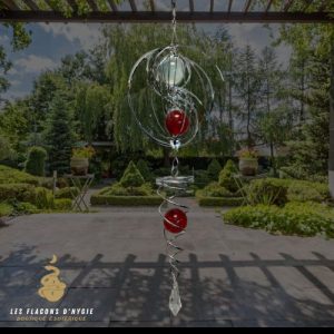 Mobile carillon éolien 3d yin yang spirale boule rouge 10cm
