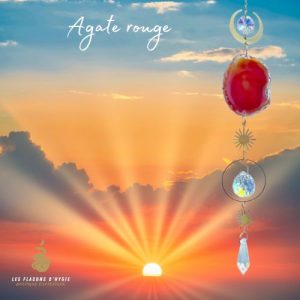Mobile attrape soeil agate rouge lune cristal 43cm