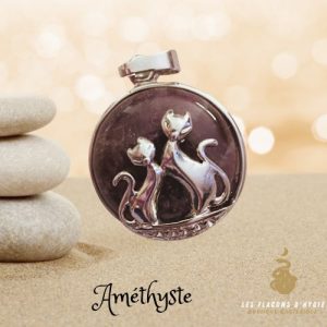 Pendentif chat amethyste