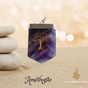 Pendentif améthyste fanion arbre de vie