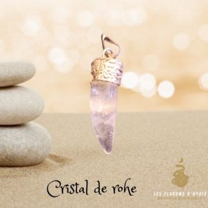 Pendentif cristal de roche dent tribal
