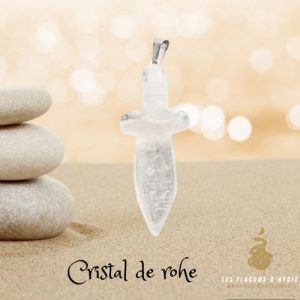 Pendentif cristal de roche epée