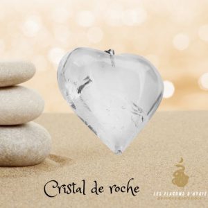 Pendentif cristal de roche grand coeur bombé
