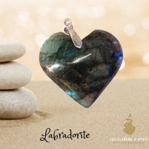 Pendentif labradorite cœur bleu