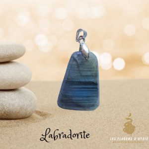 Pendentif labradorite forme libre bleue striée