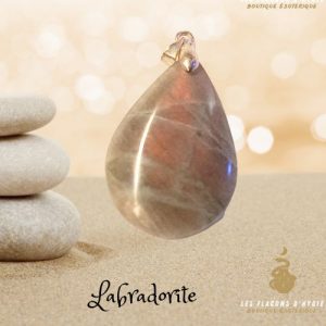 Pendentif labradorite goutte rose