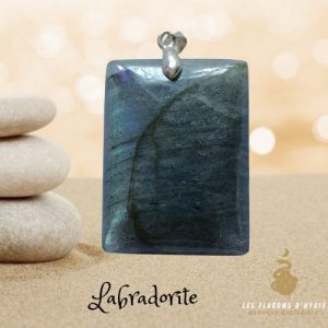 Pendentif labradorite gd rectangle vert