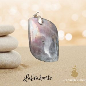 Pendentif labradorite grise forme-s rose