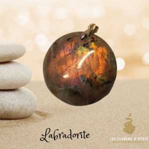 Pendentif labradorite rond rose