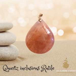 Pendentif quartz à inclusions rutile goutte
