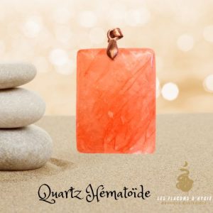 Pendentif quartz hématoïde rectangle orange